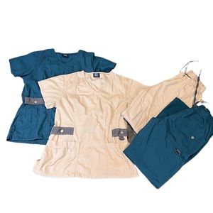 Medgear scrub sets! Cream and Teal sets, size S. BOTH SETS INCLUDED!